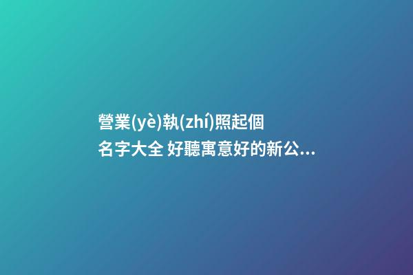 營業(yè)執(zhí)照起個名字大全 好聽寓意好的新公司名字,起名之家-第1張-公司起名-玄機派